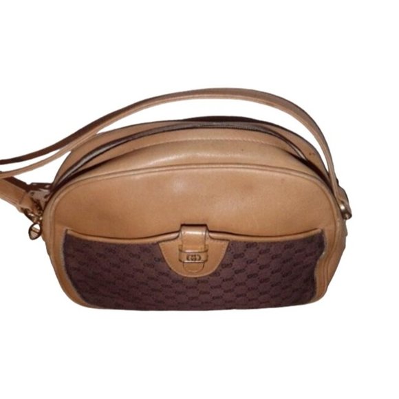 Gucci Vintage Crossbody Camel Leather And Brown Small G Logo Print - Picture 6 of 7